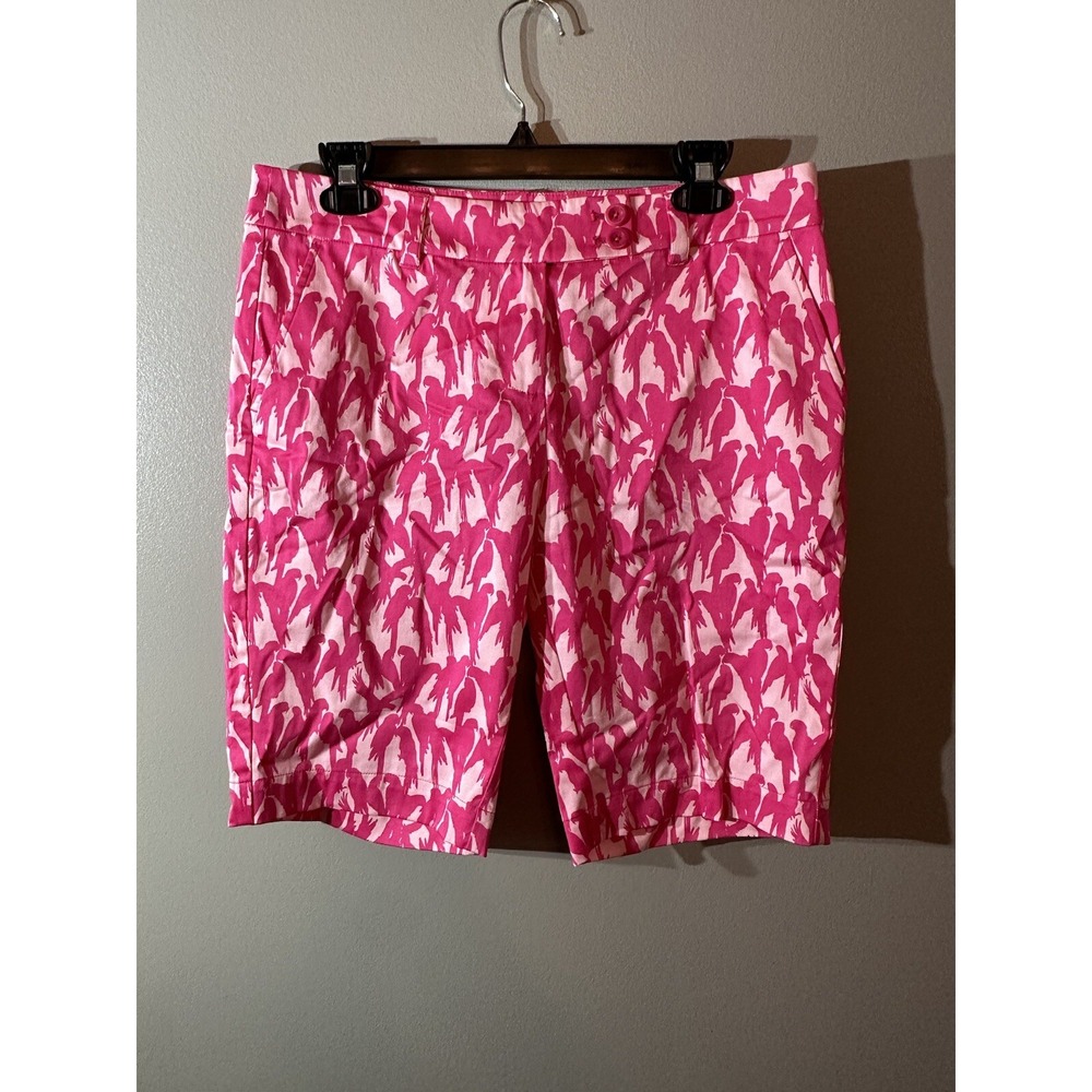 Vineyard Vines Women's Size 4 Parrot Print‎ Bermuda Shorts Flamingo Pink